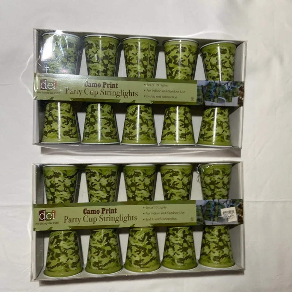 String Lights. End to End Connection. Camouflage Print. New in the Box. 2 Sets.